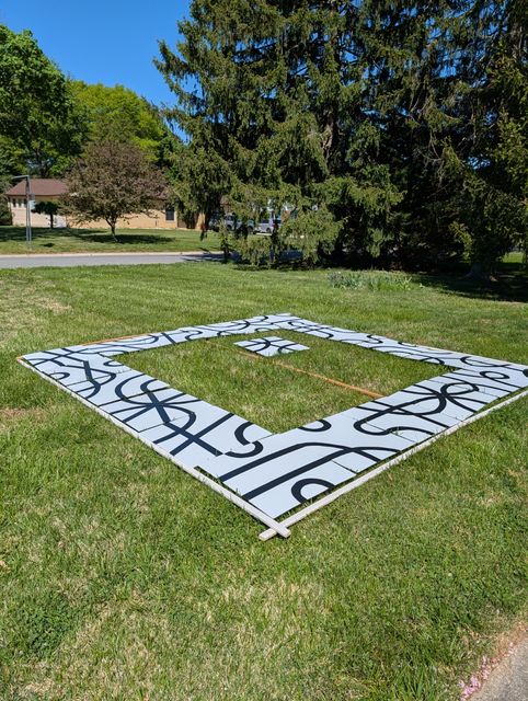 View of "life sized tsuro" game on my front lawn.