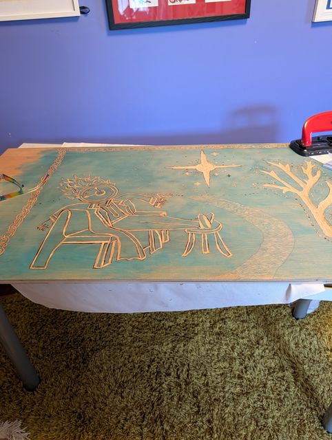 3' x 2' carved woodblock, mostly done