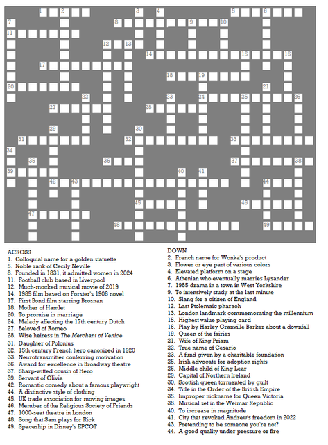 A crossword puzzle honoring Judi Dench