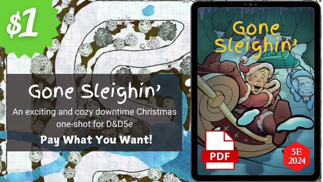 Teaser art for the Gone Sleighin' Kickstarter.