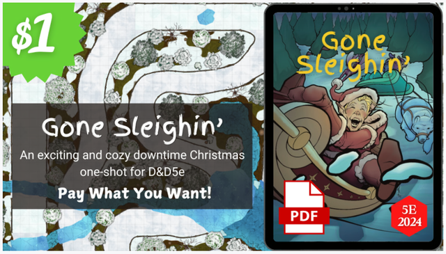 Gone Sleighin' teaser artwork for Kickstarter