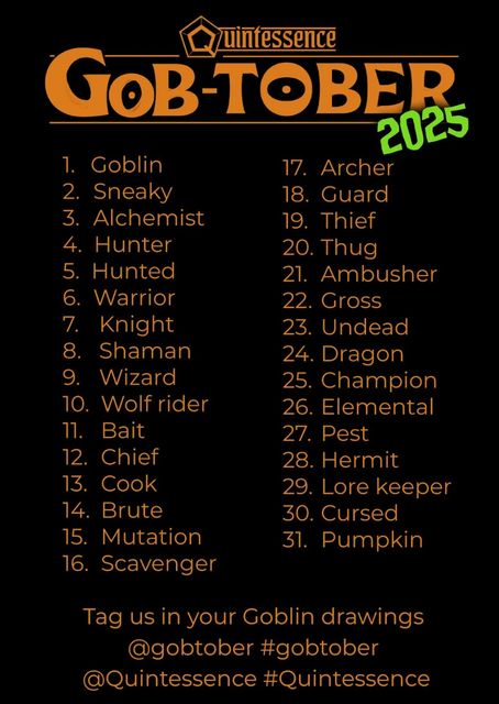 The prompts list for Gobtober 2025